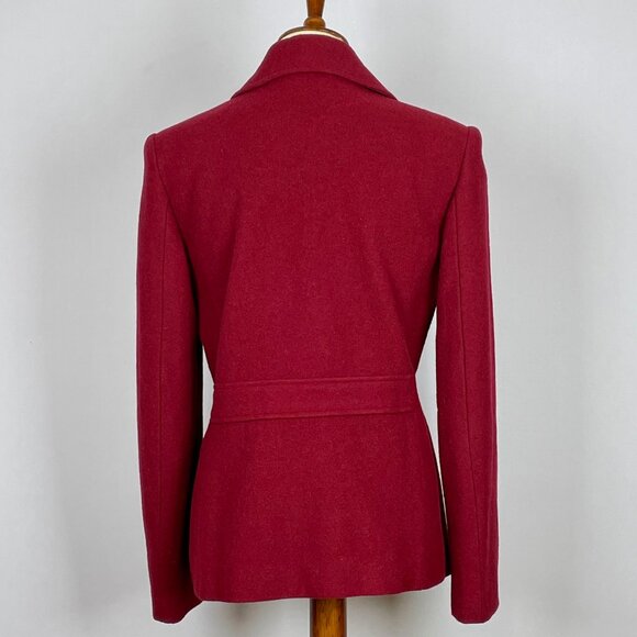 Ann Taylor Loft Wool Blend Double Breasted Short Pea Coat Jacket Sz S Red Preppy - Picture 4 of 7